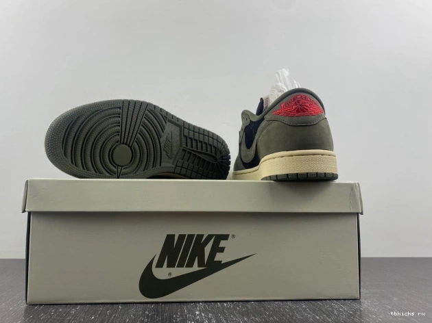 Rep TB DM7866-002 'BLACK SP JORDAN LOW AIR 1 TRAVIS SCOTT OG X OLIVE' 0714